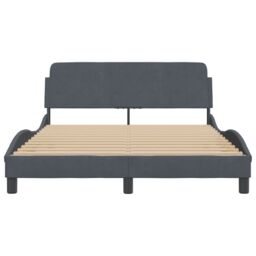 Berkfield Home Bed Frame without Mattress Dark Grey 135x190 cm Double Velvet - thumbnail 4