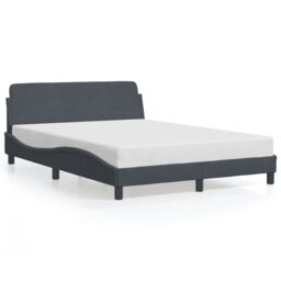 Berkfield Home Bed Frame without Mattress Dark Grey 135x190 cm Double Velvet - thumbnail 2