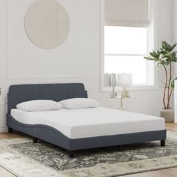 Berkfield Home Bed Frame without Mattress Dark Grey 135x190 cm Double Velvet - thumbnail 1