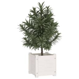 Berkfield Home Beautiful Garden Planter White 31x31x31 cm Solid Pinewood - Size: 31 x 31 x 31 cm