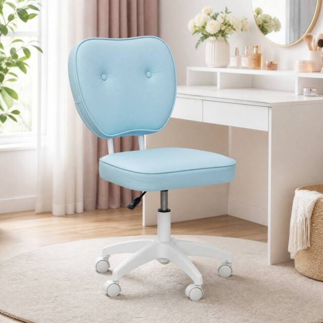 STILVORA Office Chair with Adjustable Height in Blue Faux Leather - image 1