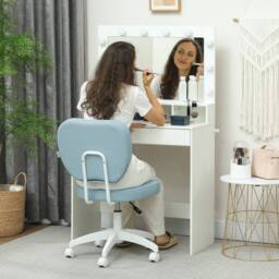 STILVORA Office Chair with Adjustable Height in Blue Faux Leather - thumbnail 9