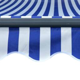 Berkfield Home Manual Retractable Awning with LED 300x250 cm Blue & White - thumbnail 7