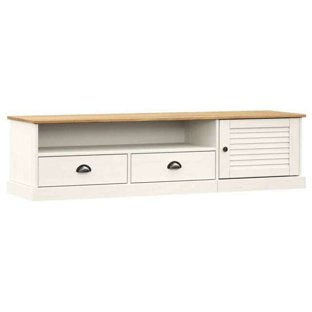 Berkfield Home TV Cabinet VIGO White 156x40x40 cm Solid Wood Pine - Size: 156 x 40 x 40 cm - image 1