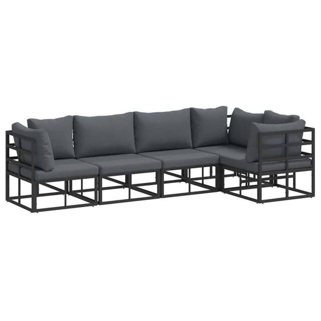 Berkfield Home Garden Sofa Set with Cushion with Pillow 5 pcs Black Aluminium - image 1