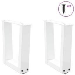 Berkfield Home Modern Dining Table Legs V-Shape 2 pcs White 40x(30-31.3) cm Steel - thumbnail 1