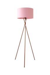 ValueLights Camden Copper Metal Tripod Floor Lamp with Drum Lamp Shade & Bulb in Dusty Pink - thumbnail 6