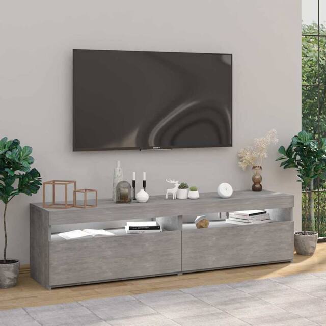 Berkfield Home TV Cabinets 2 pcs with LED Lights Concrete Grey 75x35x40 cm - Size: 75 x 35 x 40 cm - image 1
