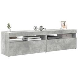 Berkfield Home TV Cabinets 2 pcs with LED Lights Concrete Grey 75x35x40 cm - Size: 75 x 35 x 40 cm - thumbnail 6