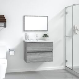 Berkfield Home 2 Piece Bathroom Furniture Set Grey Sonoma Engineered Wood - thumbnail 1