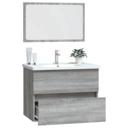 Berkfield Home 2 Piece Bathroom Furniture Set Grey Sonoma Engineered Wood - thumbnail 5