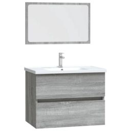 Berkfield Home 2 Piece Bathroom Furniture Set Grey Sonoma Engineered Wood - thumbnail 2