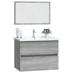 Berkfield Home 2 Piece Bathroom Furniture Set Grey Sonoma Engineered Wood - thumbnail 4
