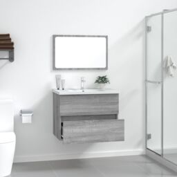 Berkfield Home 2 Piece Bathroom Furniture Set Grey Sonoma Engineered Wood - thumbnail 3