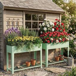 Kelvenix 2x Elevated Raised Garden Beds in Green - Size: 100g - thumbnail 5