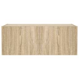 Berkfield Home TV Wall Cabinet with LED Lights Sonoma Oak 80x35x31 cm in Light Oak - Size: 80 x 35 x 31 cm - thumbnail 9