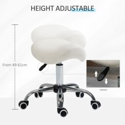 HOMCOM PU Leather Saddle Stool w/ Moulded Padded Seat Adjustable Height in Cream - thumbnail 4