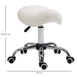 HOMCOM PU Leather Saddle Stool w/ Moulded Padded Seat Adjustable Height in Cream - thumbnail 3