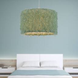 First Choice Lighting Set of 2 Rogers - Green Shaggy 30cm Easy Fit Pendant Shades - thumbnail 4