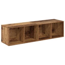 Berkfield Home Wall-mounted with Storage 2 pcs Old wood 37 x 37 x 142.5 cm Engineered wood in Brown - thumbnail 5
