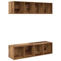 Berkfield Home Wall-mounted with Storage 2 pcs Old wood 37 x 37 x 142.5 cm Engineered wood in Brown - thumbnail 2