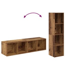 Berkfield Home Wall-mounted with Storage 2 pcs Old wood 37 x 37 x 142.5 cm Engineered wood in Brown - thumbnail 8