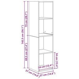 Berkfield Home Wall-mounted with Storage 2 pcs Old wood 37 x 37 x 142.5 cm Engineered wood in Brown - thumbnail 9