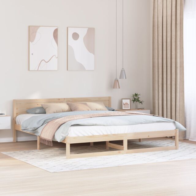 Berkfield Home Bed Frame Natural Wood Solid Pine Wood 180 x 200 cm Durable in Beige - image 1