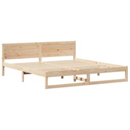 Berkfield Home Bed Frame Natural Wood Solid Pine Wood 180 x 200 cm Durable in Beige - thumbnail 2