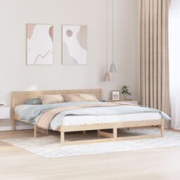 Berkfield Home Bed Frame Natural Wood Solid Pine Wood 180 x 200 cm Durable in Beige - thumbnail 1