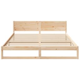 Berkfield Home Bed Frame Natural Wood Solid Pine Wood 180 x 200 cm Durable in Beige - thumbnail 6