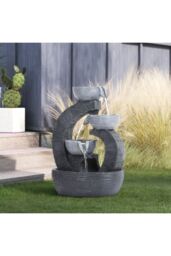 Garden Sanctuary Solar-Powered Outdoor Water Fountain Rockery Decor in Natural - thumbnail 2