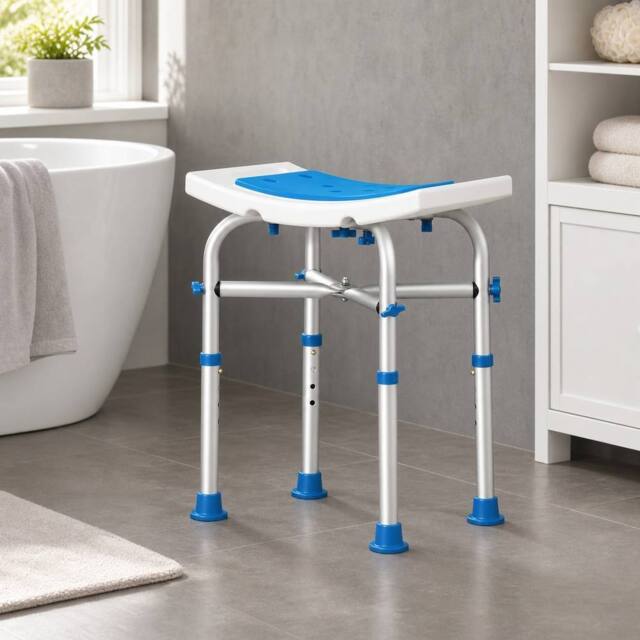 STILVORA Adjustable Shower Stool with Padded Seat Blue - image 1