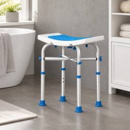 STILVORA Adjustable Shower Stool with Padded Seat Blue - thumbnail 1