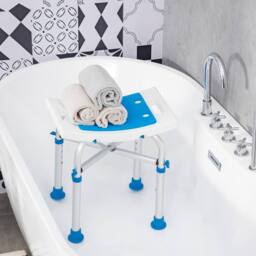 STILVORA Adjustable Shower Stool with Padded Seat Blue - thumbnail 3