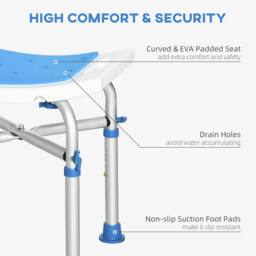 STILVORA Adjustable Shower Stool with Padded Seat Blue - thumbnail 6
