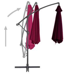 Berkfield Home Elegant Cantilever Umbrella with Aluminium Pole Bordeaux Red 300 cm - thumbnail 4