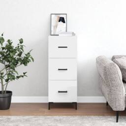 Berkfield Home Sideboard High Gloss White 34.5x34x90 cm Engineered Wood - thumbnail 2