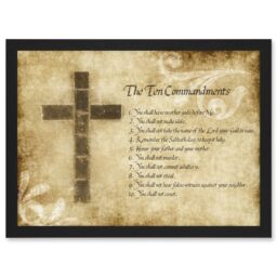 Artery8 Ten 10 Commandments Cross Christian Religious Quote Typography A4 Artwork Framed Wall Art Print in Black - thumbnail 1