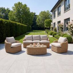 Artemis Home Bellora Outdoor or Conservatory Lounge Conversation Set in Cream - thumbnail 2