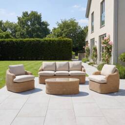Artemis Home Bellora Outdoor or Conservatory Lounge Conversation Set in Cream - thumbnail 3