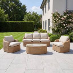 Artemis Home Bellora Outdoor or Conservatory Lounge Conversation Set in Cream - thumbnail 1