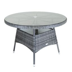 Charles Bentley 4 Seater Round Rattan Dining Table - Grey / Natural - thumbnail 3