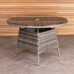 Charles Bentley 4 Seater Round Rattan Dining Table - Grey / Natural - thumbnail 2