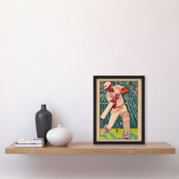 "Artery8 Cricket Player Batsman Shot Bright Portrait Framed Art Print in Beige - Size: W12"" x H16""" - thumbnail 4