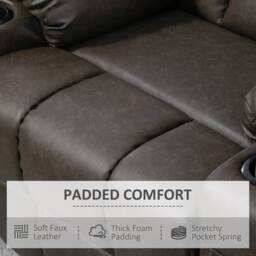 HOMCOM Manual Recliner Chair with Footrest, Cup Holder, Swivel Base, Brown - thumbnail 6