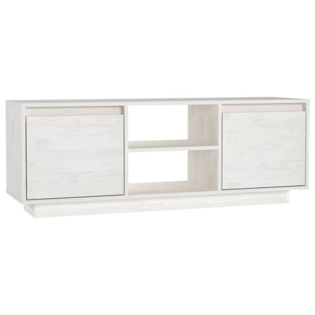 Berkfield Home TV Cabinet White 110x30x40 cm Solid Pinewood - Size: 110 x 30 x 40 cm - image 1