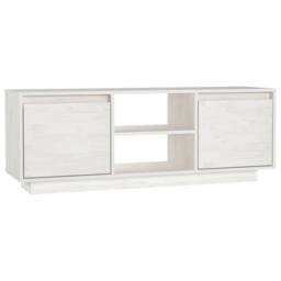 Berkfield Home TV Cabinet White 110x30x40 cm Solid Pinewood - Size: 110 x 30 x 40 cm - thumbnail 1
