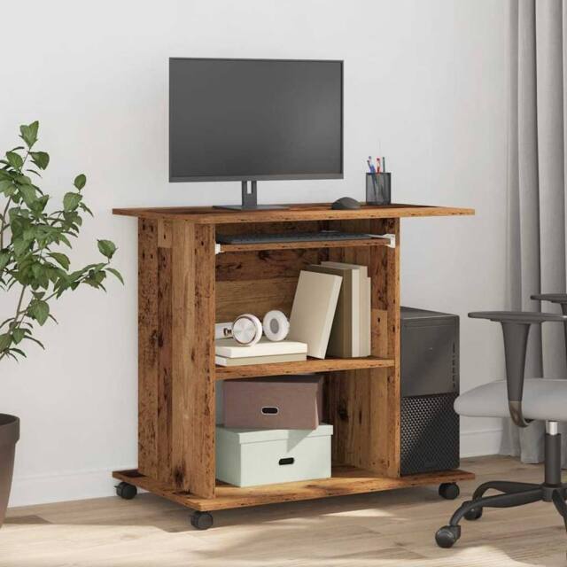 Berkfield Home Modern Computer Desk Old Wood 80x50x75 cm Engineered Wood in Brown - Size: 80 x 50 x 75 cm - image 1