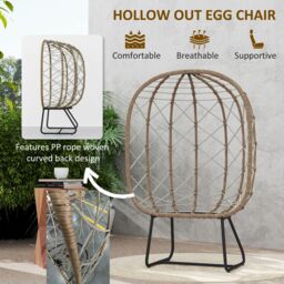 OUTSUNNY Rattan Garden Egg Chair with Thickened Cushion, Headrest, Brown - thumbnail 6
